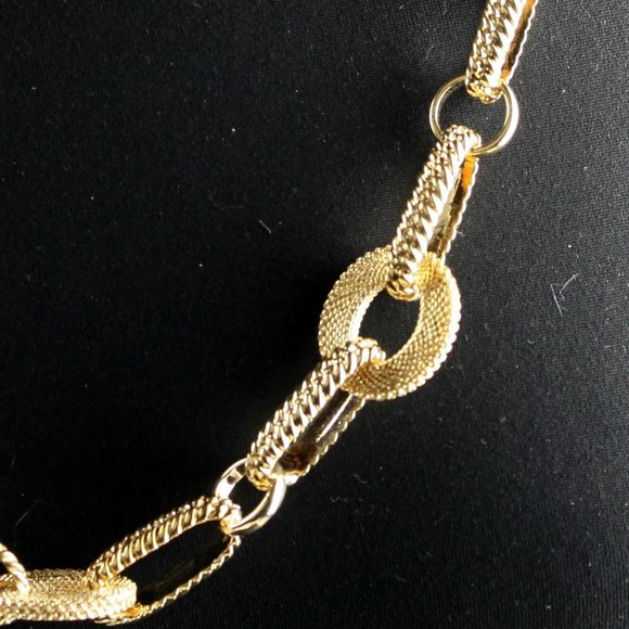Kenneth Jay Lane Necklace KJL Heavy Textured Chain Gold Plate 33" Perfect Cond - Picture 3 of 8